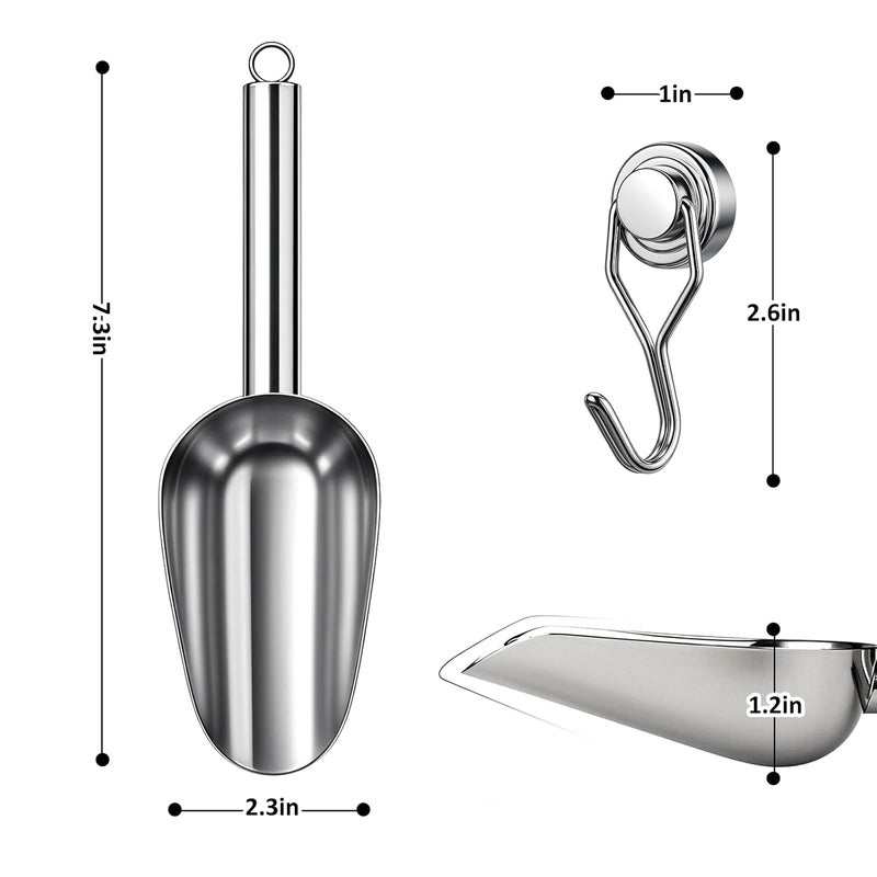 Juome 3oz Stainless Steel Ice Scoop for Freezer with Magnetic Holder, Metal Ice Scoop for Ice Machine, Small Ice Cube Scooper for Freezer Bin for Ge Profile Opal 2.0 Nugget Ice Maker - Image 4
